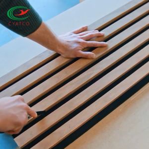 Wall Mounted Veneer Acoustic Wooden Slat Panel 21mm Thickness