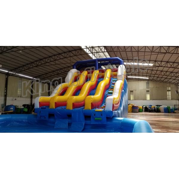Durable PVC Commercial Inflatable Water Slides With Swimming Pool