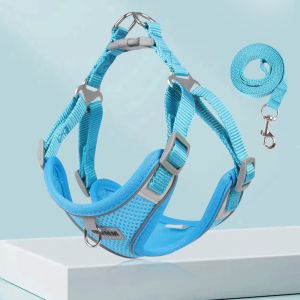 Pet Reflective Adjustable Harness Dog Breathable Mesh Harness And Leash Set