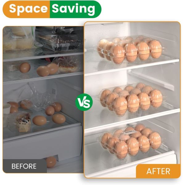 Count Plastic Egg Cartons, With 60PCS Date Labels, Bulk Cheap Clear Reusable Egg Containers For Fresh Medium Eggs Storage, Suitable For Farms,