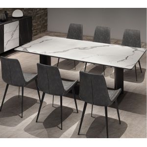Modern Stainless Steel Leg Luxury Marble Dining Table