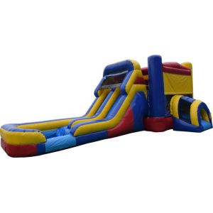 Red Blue Inflatable Jumping Castle With Slide Double Lane Combo