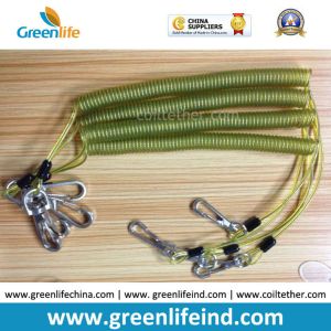 Quick Release Safety Hand Coil Lanyard Tether Strings Translucent Yellow