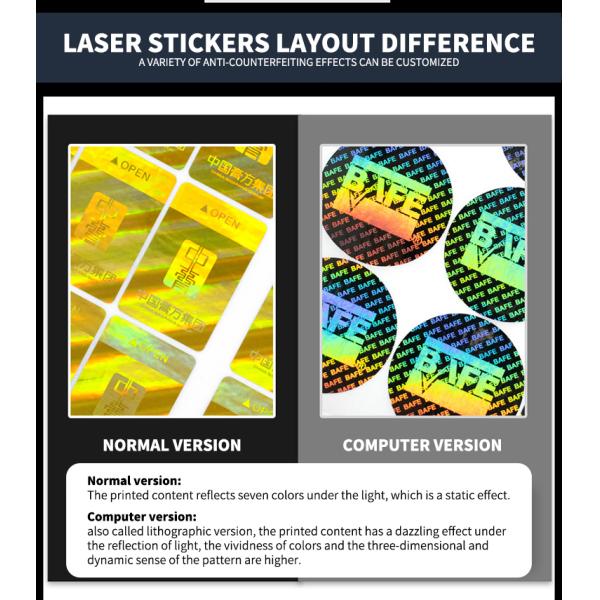 Waterproof custom logo printing laser holographic sticker label sheet