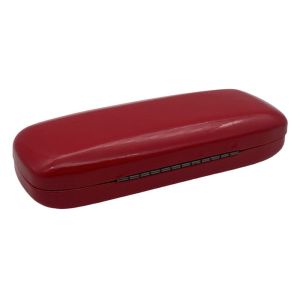 Hard Red Leather Clamshell Eyeglass Case 159x69x37mm