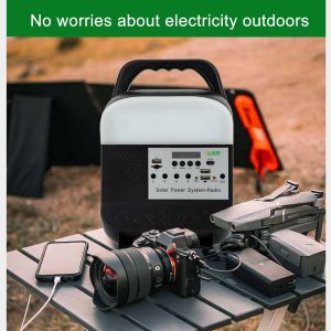 Camping Portable Solar Kit With Charger Light Radio Home Energy System