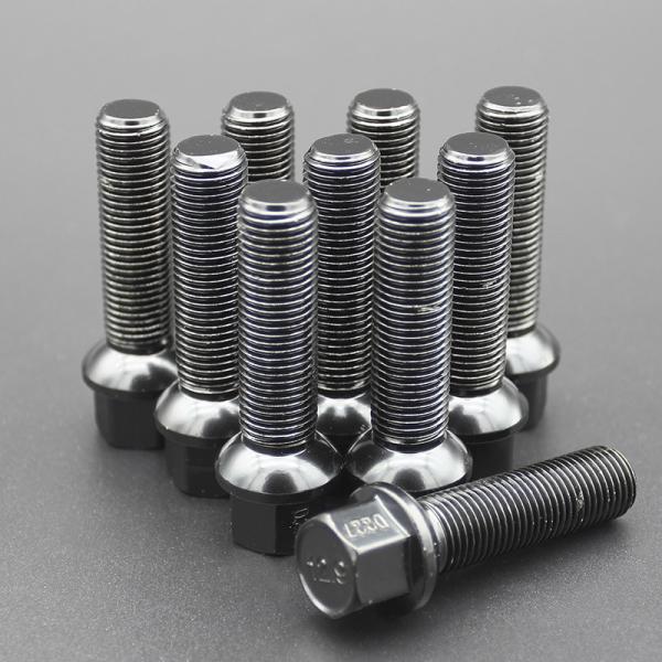 Shank 47mm R14 Extended Lug Bolt Grade 12.9 For Audi & Mercedes Dual Coating Black Finish
