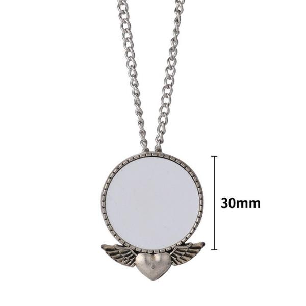 Custom Gift Party Wedding Vintage Brooch Necklace Pendant Sublimation Angel Wings Necklace