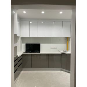 Grain Modern Kitchen Cabinet Handleless Furniture Cabinetry With Linear Shape
