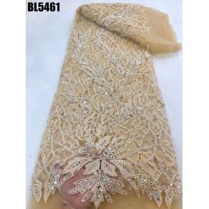 European Fashion Milan Wedding Dress Lace Fabric Bridal Pearl Sequins Mesh Lace