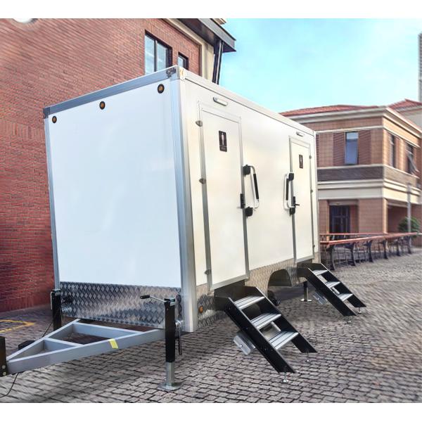 Buy 1 Step Push Foldable Mobile Toilet Trailer With RV Toilet Clean And Waste Water Tank at wholesale prices