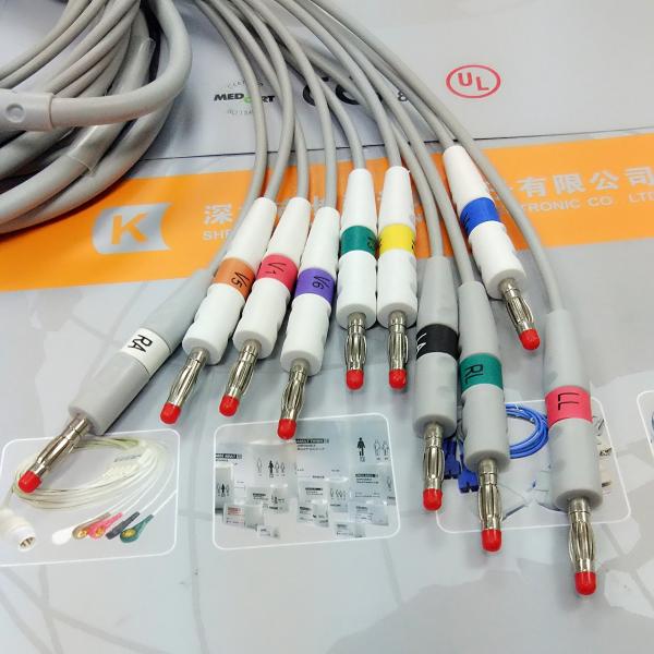 Insulated Fukuda Me Ecg Monitor Cable Banana AHA Gray Color