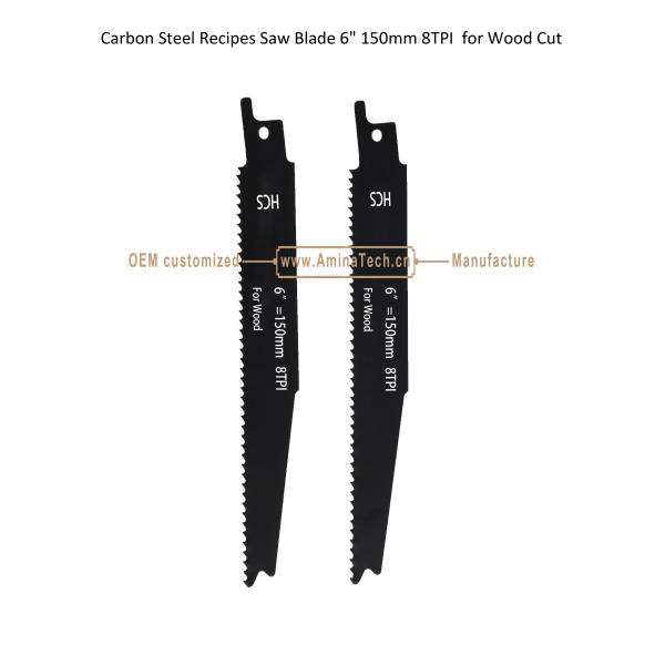 Carbon Steel Recipes Saw Blade 6" 150mm 8TPI for Wood Cut ,Reciprocating,Power Tools