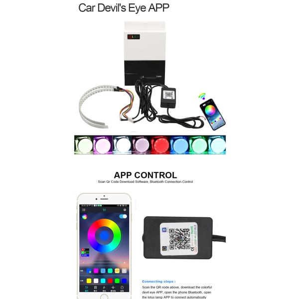 IP 67 LED Car Ambient Lights APP Control Headlight Angel Eye Kits 360 Degree SMD Demon Halo Rings Kit