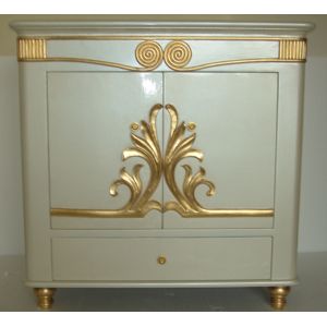 Golden Carved Wooden Chest Cabinet