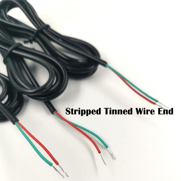 Custom 90 Degree Angle DC Barrel Jack 2.5x0.7mm to Stripped Tinned Bare Wire End Cable