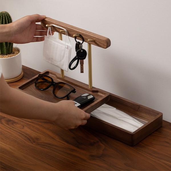 Solid wood key and accessories organizer living room desktop jewelry hook ornament Entryway organizer Wooden key storage