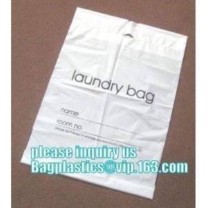 biodegradable Customized Poly Plastic Drawstring Hotel Laundry Bag, Hotel