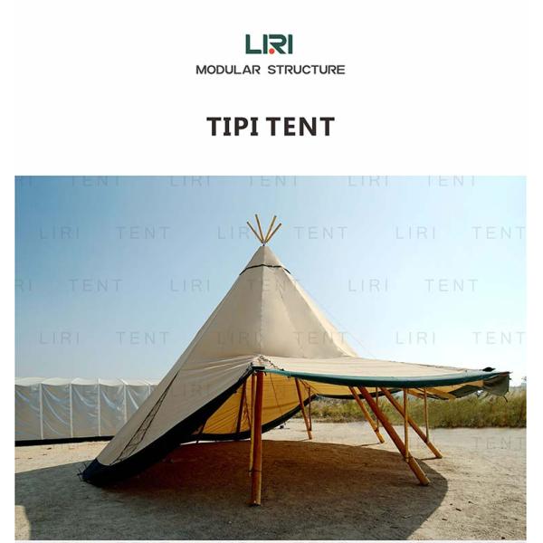 20 / 40 / 72 Seats Wood Pole Withstand Hat Tipi Tents For Wedding Events