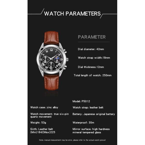 Mineral Crystal Buckle Quartz Battery Wristwatches 30m Water Resistance 12mm