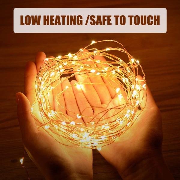 Warm White Solar Copper String Lights 100LED Wire Outdoor String Lights For Wedding Decor