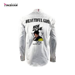 Polyester Custom Teamwear Printed Cycling Long-sleeved Shirts in White