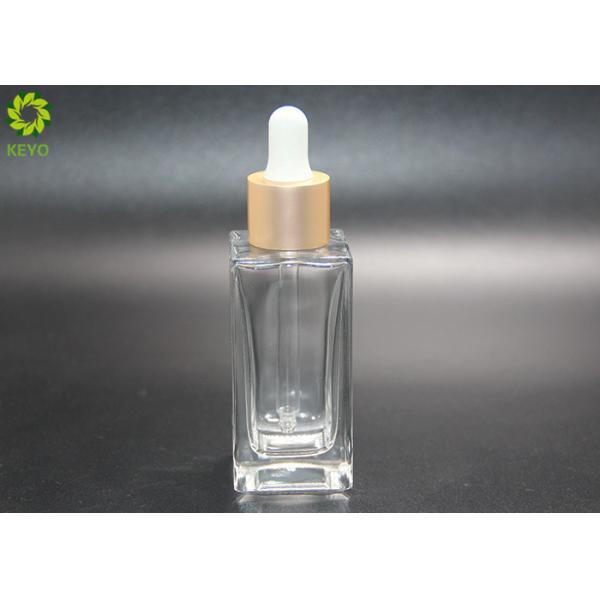 Buy 30ml Packaging Flat Shoulder Square Cosmetic Glass Bottles With Dropper at wholesale prices