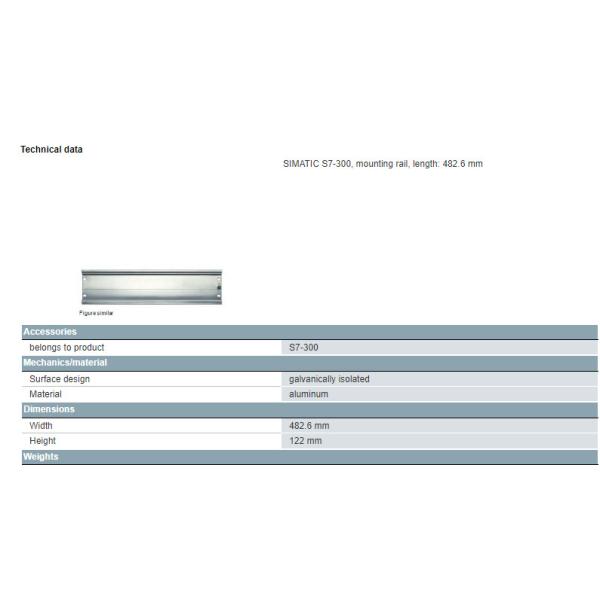 6ES7390-1AE80-0AA0 Siemens SIMATIC S7-300 Mounting Rail Length: 482.6 Mm Original PLC Products