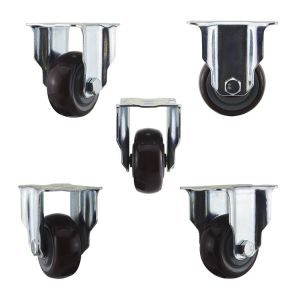 WBD 75mm Diameter Red Wheel Fixed PU Medium Duty Casters