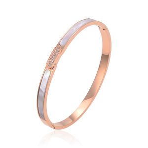 Luxury Store White Shell Bracelet 12G 18k Gold Stainless Steel Bangle