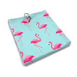 Quality Silk Printed Microfiber Waffle Golf Towel With Grommet And Hook for sale