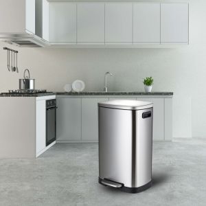 Fingerprint Shield Stainless Steel Step Trash Can For Office