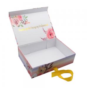 Quality Custom Logo Printed Folding Magnetic Wedding Favor Invitation Bridesmaid Groom Gift Boxes With Ribbon for sale