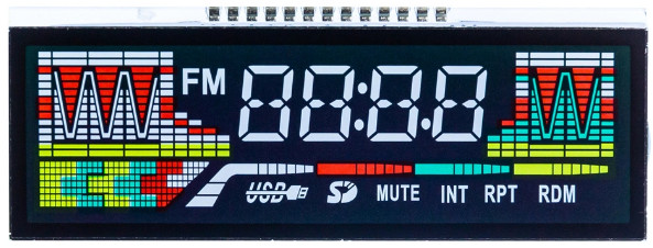 VDD 3.3V Negative Transmissive 7 Segment LCD Display TN Segment Vehicle LCD