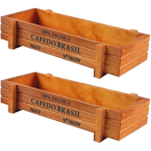 potting pots Wood Planter Box Wooden Succulent Planter Decorative 2 Pcs