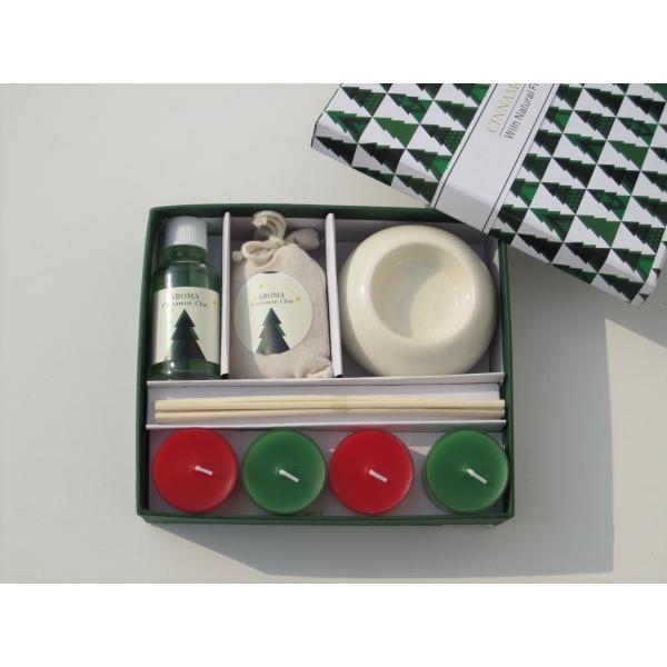 Buy Red & Green  Cinnamon chai  fragrance scented tealight candle & essential oil  packed into gift box at wholesale prices