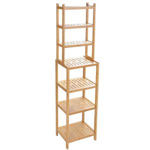 Quality Classic Design Style 7-Tier Bamboo Shelf Multifunctional Storage Rack for Bathroom for sale