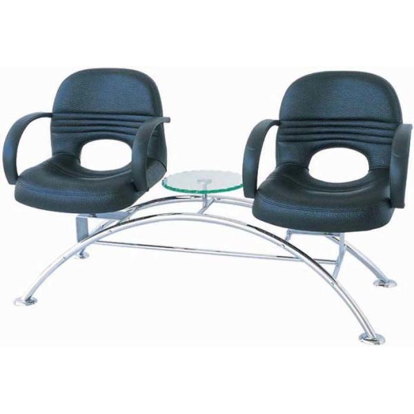 Buy 2 Or 3 Seat Salon Waiting Chairs With Table , Hair Salon Reception Chairs 38cm Seat Height at wholesale prices