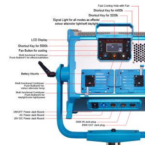 Sky Blue 12 Effects RGB LED Film Lights Lamp 2800K 9990K DMX Control