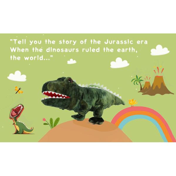 MorisMos 15-Inch Blue Triceratops Hand Puppet Unisex Movable Mouth Stuffed Toy Dinosaur Great Role Play Plush Bear Gift for Kids