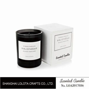 China Light black jar scented soy wax candle with white folding box on sale
