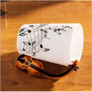 3D Creative Travel Custom Ceramic Mugs 13OZ With Violin Handgrip