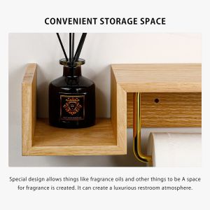 Sustainable Wall Bamboo Toilet Paper Storage Holder With Shelf