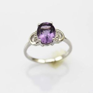 Rose Gold Plated Jewelry 7x9mm Oval Pink Cubic Zircon Silver Ring(R243)