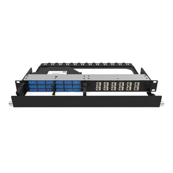 Rongbang RBTX-PP03 1U High Density Hybrid Fiber & Copper Modular Panel 3 MPO/MTP to 72 LC Ports 12 Jack for Data Center