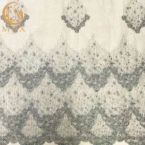 Exquisite Beaded Handmade Embroidery Lace Fabric For Evening Dress