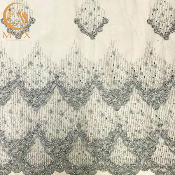 Buy Exquisite Beaded Handmade Embroidery Lace Fabric For Evening Dress at wholesale prices