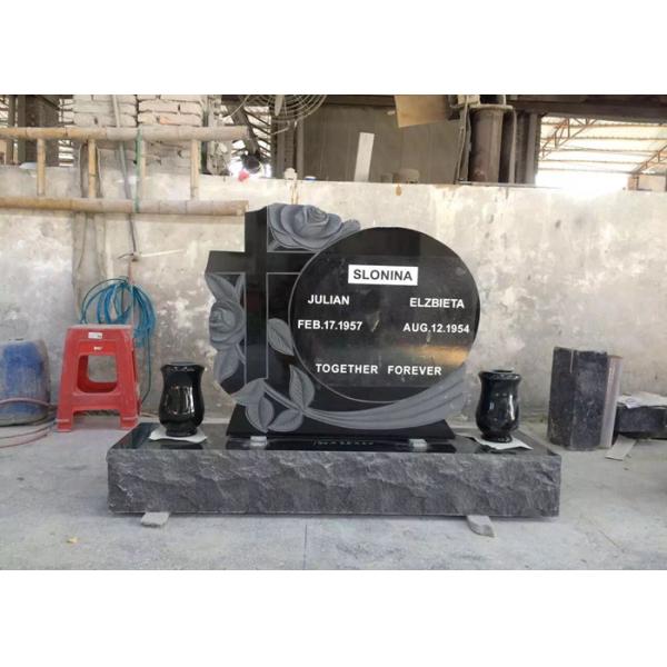Modern Black Granite Tombstone And Monument Square Rectangle Shape Polished Surface
