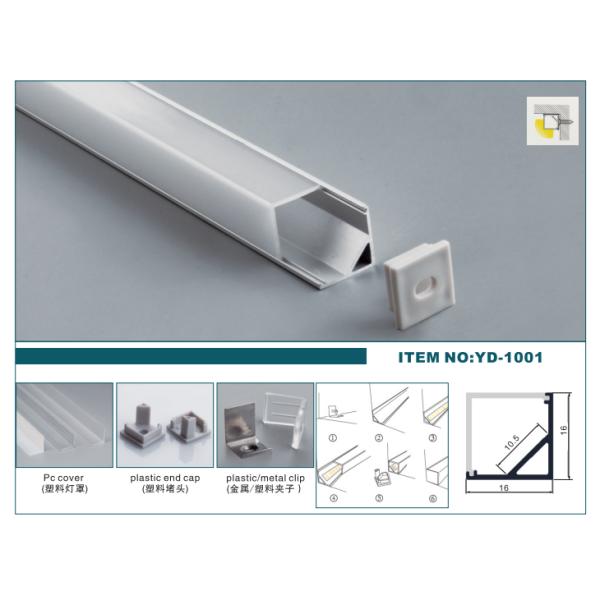 YD-1001 Anodized LED Corner Channel Strip Lights Aluminum Profile 16*16mm
