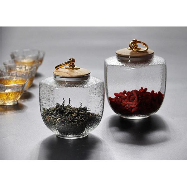 Crystal Sealable Glass Bottles Wooden Healthy Lid Korean Style 390ml / 420ml Capacity